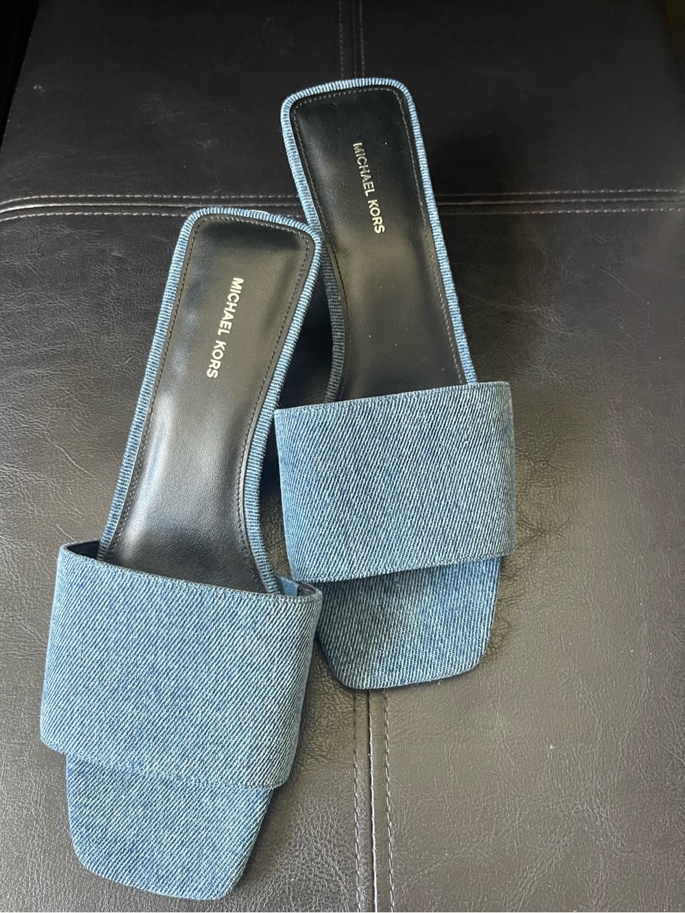Michael Kors Denim Slide Mules in Light Blue